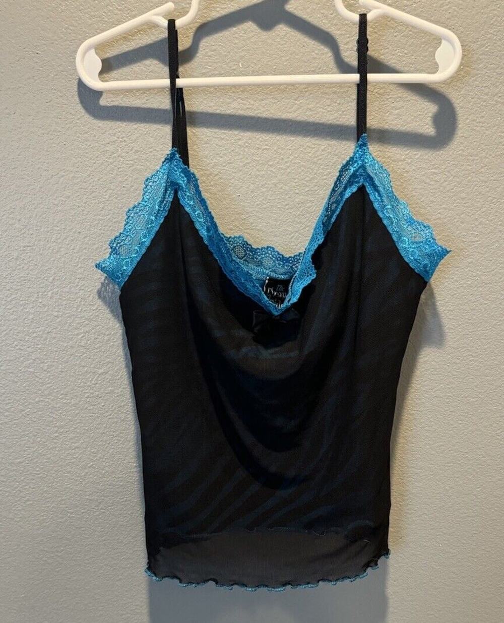 The Grave Girls Black and Blue Lace Tank Top Mesh Size S